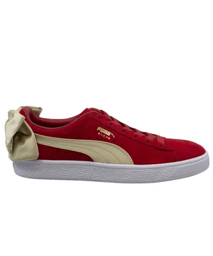 Puma Suede Bow Varsity Red Gold Leather Low Lace Up Trainers - Womens Leather (archived)