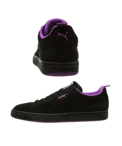 Puma Suede Classic Black Purple Leather Lace Up Mens Trainers 355380 01 D26