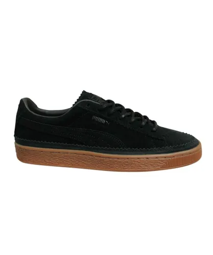 Puma Suede Classic Brogue Lace Up Black Leather Mens Trainers 366631 01