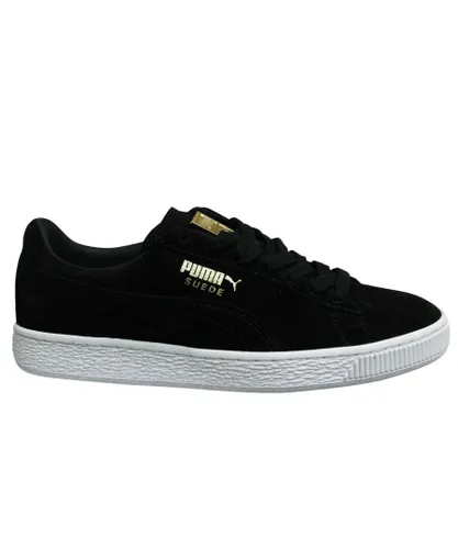 Puma Suede Classic Metal Badge Black Leather Lace Up Mens Trainers 370081 01