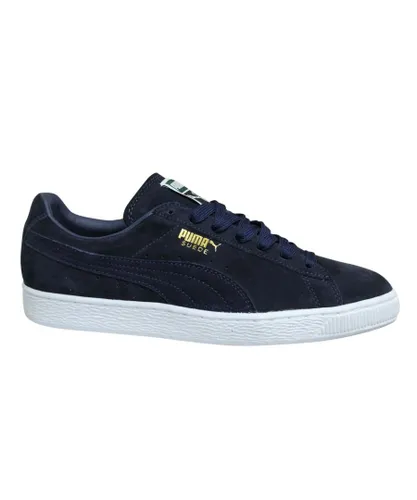 Puma Suede Classic + Navy Blue Leather Low Lace Up Mens Trainers 356568 52
