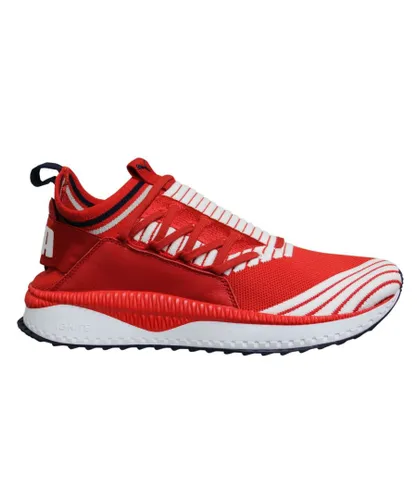 Puma TSUGI Jun Sport Stripes Low Lace Up Mens Slip On Running Trainers 367519 03 - Red Textile