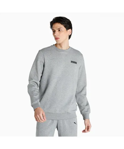Puma Unisex Essentials Crew Neck Full-Length Sweatshirt Jumper Top - Grey Cotton