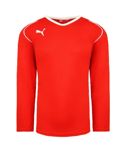 Puma V5.08 Long Sleeve Shirt V-Neck Red Mens Football Top 700472 01