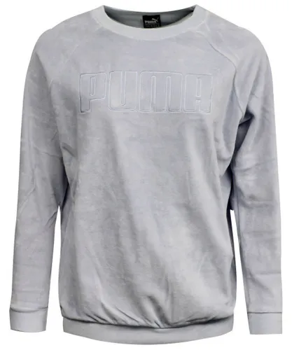 Puma Velour Womens Velvet Crew Neck Sweater GreyDawn 853292 03 P3A - Grey Textile