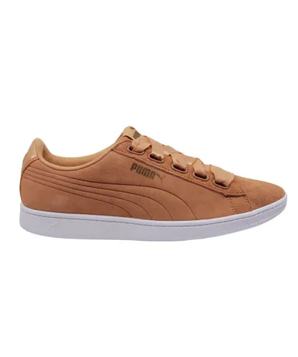 Puma Vikky Ribbon SD P Coral Suede Low Lace Up Womens Trainers 367815 02 - Orange Leather