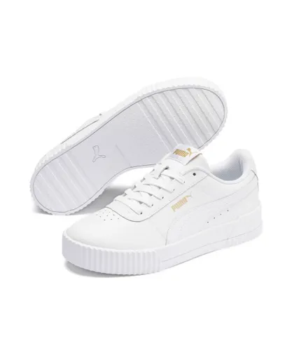 Puma Womens Carina Lux Trainers Sports Shoes - White Leather
