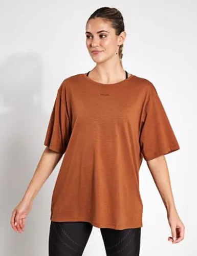 Puma Womens Cotton Blend Crew Neck Oversized T-Shirt - XS - Brown, Brown,Black