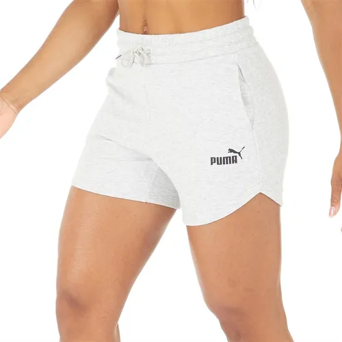 Puma Womens Essentials 5 Inch High Waist Shorts Light Grey Heather