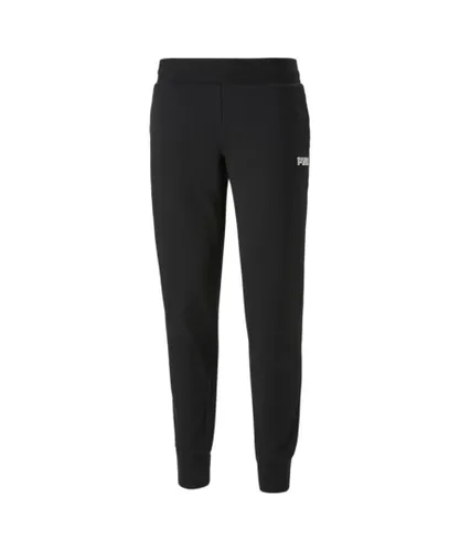 Puma Womens Essentials Full-Length Closed Sweatpants Jogging Bottoms - Black Cotton