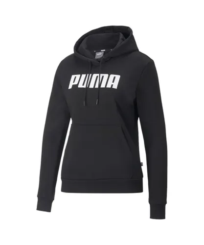 Puma Womens Essentials Full-Length Hoodie Hoody Hooded Top - Black Cotton