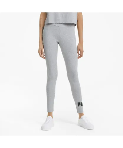 Puma Womens Essentials Logo Leggings - Grey Cotton