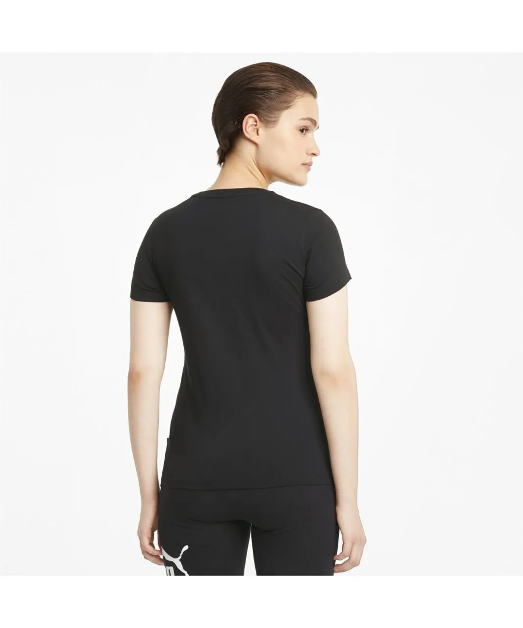 Puma WoMens Essentials Logo Tee T-Shirt - Black Cotton