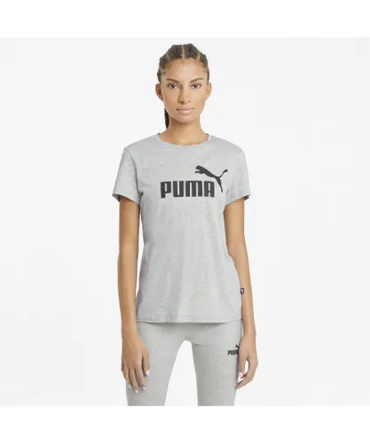 Puma WoMens Essentials Logo Tee T-Shirt - Grey Cotton