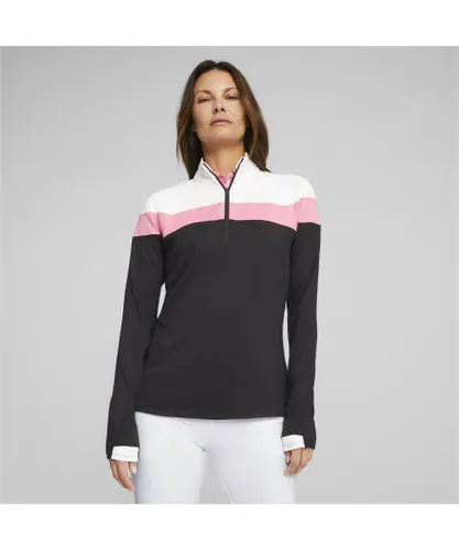 Puma Womens Golf Lightweight Quarter-Zip Long Sleeve Top - Black