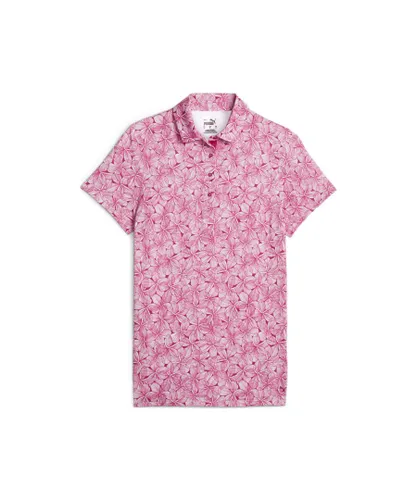 Puma Womens Mattr Plumeria Golf Polo Shirt - Pink Recycled Polyester