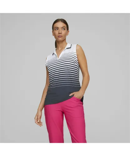 Puma Womens Mattr SL Stripe Golf Polo Shirt - Blue Recycled Polyester
