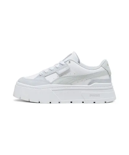 Puma Womens Mayze Stack Luxe Sneakers - White/Grey