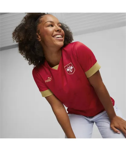 Puma Womens Serbia Home 22/23 Replica Jersey - Red Polyester recycled