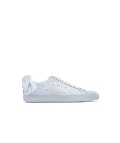 Puma Womenss Basket Bow Trainers in White Leather