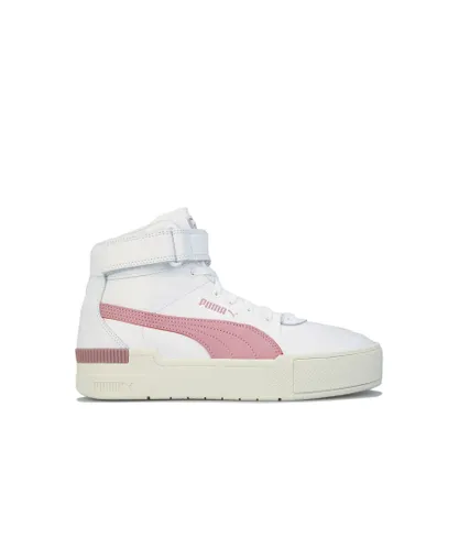 Puma Womenss Cali Sport Top Warm Up Trainers in White pink Leather
