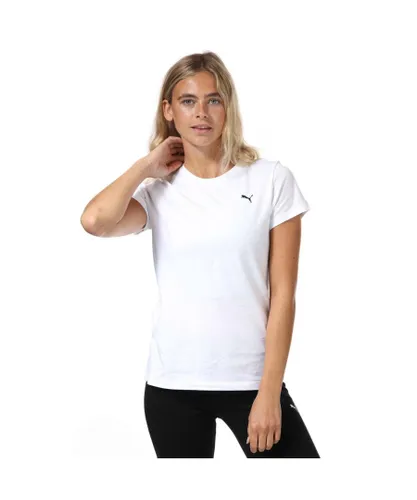 Puma Womenss Essentials Small Logo T-Shirt in White Cotton