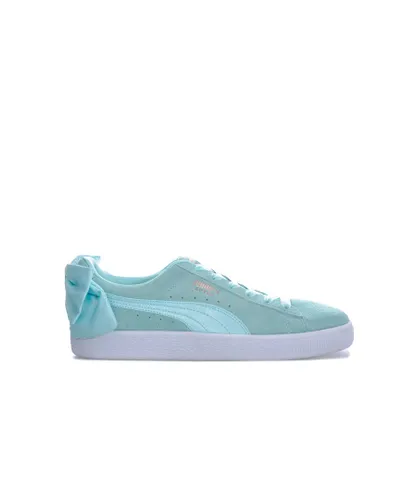 Puma Womenss Suede Bow Trainers in aqua - Blue Leather