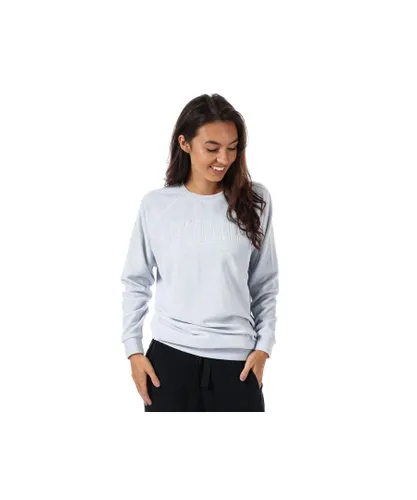 Puma Womenss Velour Crew Sweatshirt in Light Blue - Grey Cotton