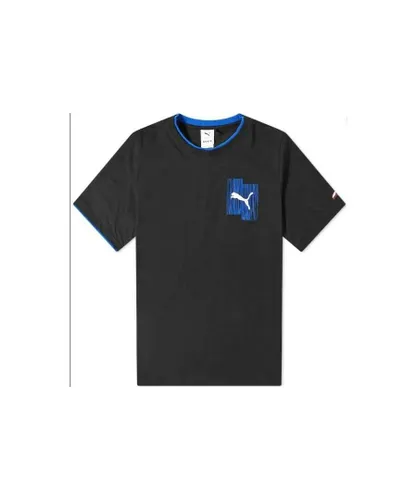 Puma X Ader Error Tee Mens Casual Graphic T-Shirt Black Blue 578487 01
