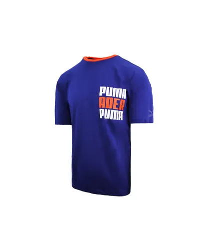 Puma x ADER Short Sleeve Tee Crew Neck Navy Mens T-Shirt 576950 79 - Blue Cotton