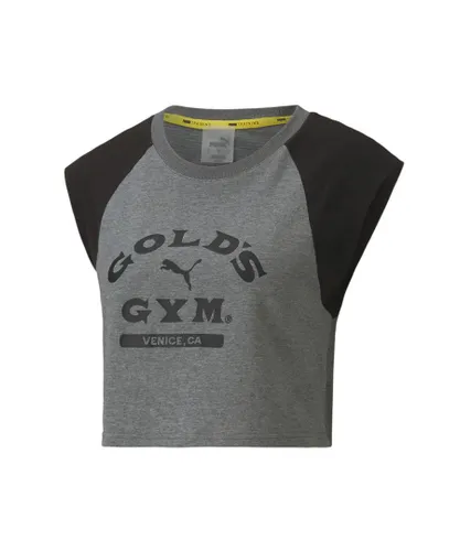 Puma x Gold's Gym Logo Cropped Top - Womens - Grey Cotton