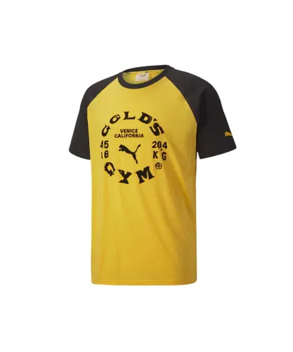 Puma x Gold's Gym Raglan Mens Yellow/Black T-Shirt