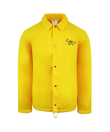 Puma x Maison Kitsune Long Sleeve Collared Yellow Mens Coach Jacket 530430 30