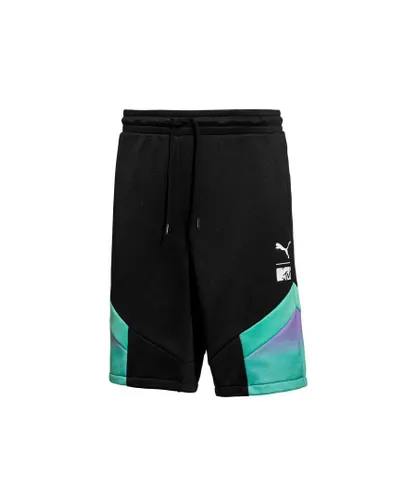 Puma x MTV Mens All Over Printed Shorts Casual Training Pants 579816 01 - Black Textile