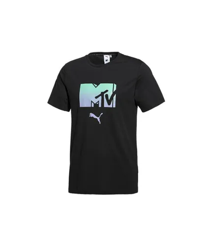 Puma x MTV Mens T-Shirt Graphic Ombre Logo Black Top 579813 01