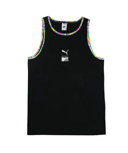 Puma x MTV Tank Black Sleeveless Vest Mens Top Tee 579678 01 Cotton