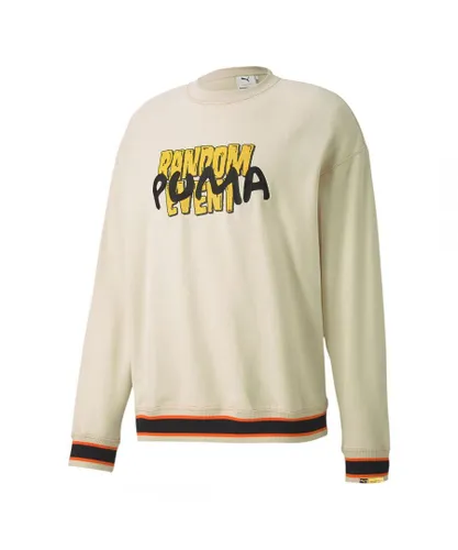 Puma x Randomevent Long Sleeve Crew Neck Cream Mens Sweaters 596663 50 Cotton