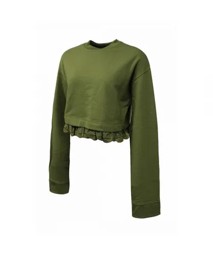 Puma x Rihanna Fenty Long Sleeve Crew Neck Dark Olive Womens Sweaters 574289 02 - Green Cotton