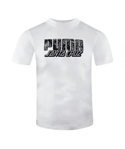 Puma x Santa Cruz Short Sleeve Crew Neck White Mens T-Shirt 532243 02 Cotton