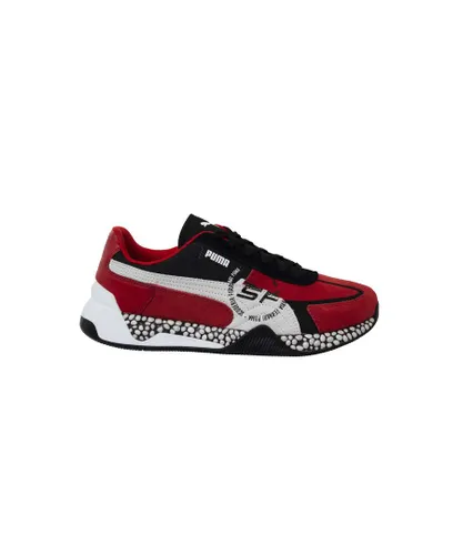 Puma x Scuderia Ferrari Speed Hybrid Low Lace Up Mens Trainers 306395 02 - Red Leather