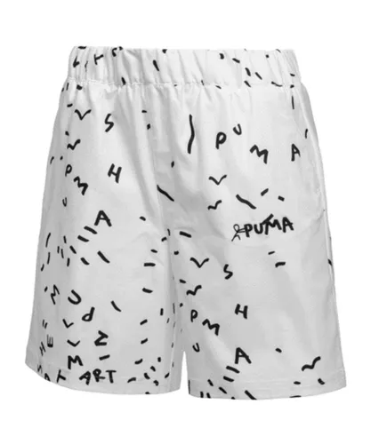 Puma x Shantell Martin Womens Shorts AOP Pants White 575479 02 Cotton