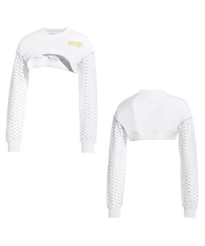 Puma x Sophia Webster Long Sleeve Womens Cropped Top Sweatshirt 578557 02 - White Textile