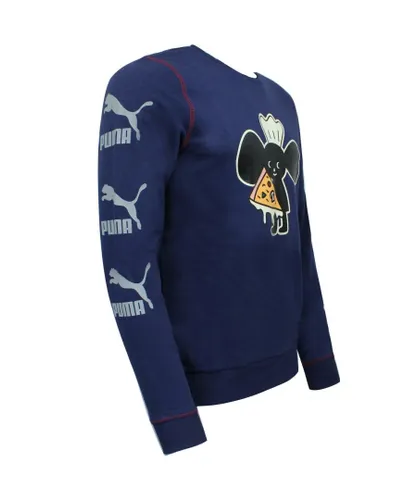 Puma x Tyakasha Mens Crew Sweatshirt Graphic Print Jumper Navy 578422 06 - Blue Textile