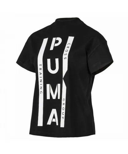 Puma XTG Graphic Logo Short Sleeve Crew Neck Black Womens T-Shirt 578016 01 Cotton