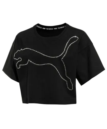 Puma xThe Kooples Womens Tee Graphic Logo Cropped T-Shirt 578390 01 - Black