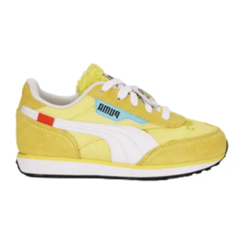 Puma , Yellow Kids Sneakers with Spongebob Design ,Yellow male, Sizes: