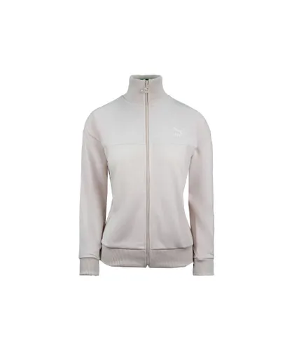 Puma Zip Up Track Jacket Long Sleeve Cream Womens Top 595943 23