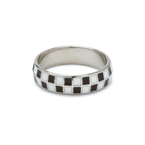 Pura Vida Checkerboard Ring - Black & White - 6 (16.4mm)