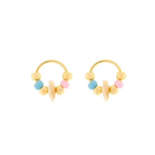 Pura Vida Seed Bead & Shell Stud Earrings - Gold - O/S