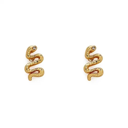 Pura Vida Snake Stud Earrings - Gold - O/S